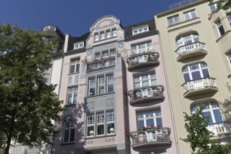 Houses in Wilhelminian style, renovated old building property, Düsseldorf, North Rhine-Westphalia,