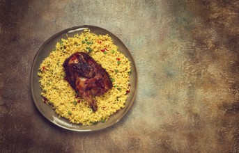 Kabsa, rice with chicken, Saudi Arabian dish, national dish, homemade, no people