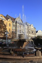 Banat, Timisoara, Timisoara, Old Town, Fountain at Piata Victoriei, Victory Square, Romania, Europe