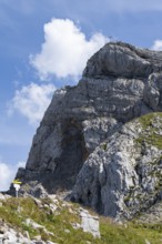 Summit cross on the western Karwendelspitze, Karwendel Mountains, Mittenwald, Werdenfelser Land,