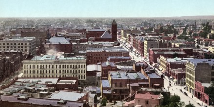 Panorama of Los Angeles, California, USA, Historical, digitally restored reproduction from a 19th