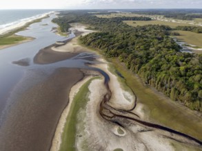 Beach in Loango National Park, Parc National de Loango, aerial view, Ogooué-Maritime Province,