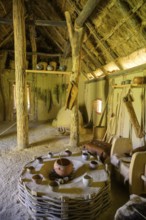 Hearth in a Neolithic longhouse, Mamuz Museum, Asparn an der Zaya, Lower Austria, Austria, Europe