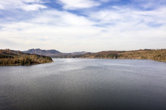 Dam of the Granetal dam. The dam has a capacity of 46.4 million cubic metres of water, Langelsheim,