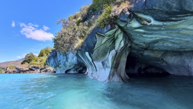 Capillas de Marmol in Lago General Carrera in Patagonia on the Carretera austral, Patagonia, Chile,