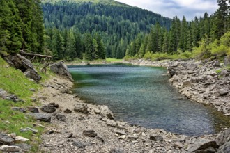 Obernberger See, mountain lake, landscape of the Stubai Alps, weather mood, cloud mood, Obernberg