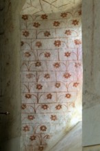 Medieval wall painting flower design, church of Saint Mary the Virgin, Silchester, Hampshire,