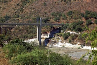 Landscape in the Choke Mountains, bridge over the Blue Nile, Ethiopia, Africa