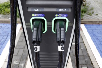 Plug for electric vehicles at an e-charging station, Berlin, 11/09/2022