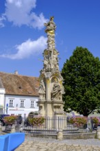 Holy Trinity Column, main square, Retz, Weinviertel, Lower Austria, Austria, Europe