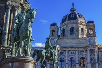 Equestrian statues at the Maria-Theresien monument, behind the Natural History Museum,