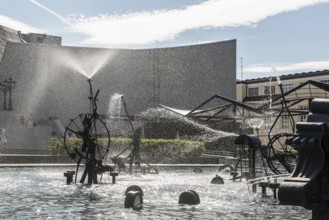 Carnival Fountain by Jean Tinguely and theatre, Tinguely Fountain, Basel, Canton of Basel-Stadt,