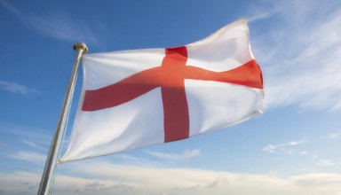 The flag of England, Great Britain, flutters in the wind