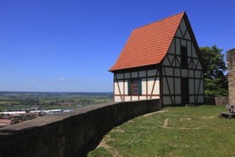 Guard tower on the castle ruins on the Schlossberg, Königsberg in Bavaria, Königsberg i.Bay, town