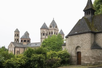 Romanesque monastery church, Benedictine Abbey Maria Laach, Eifel, Rhineland-Palatinate, Germany,