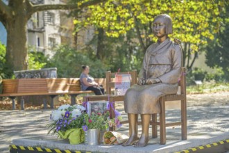 Peace statue Ari, memorial against forced prostitution, Unionplatz, Moabit, Berlin, Germany, Europe