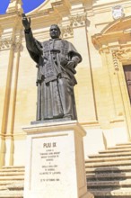 Pope Pius IX statue, cathedral church of the Assumption in citadel castle Il-Kastell, Victoria