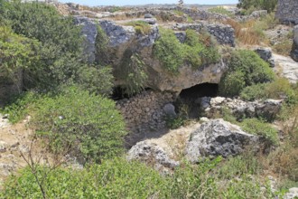 Medieval cave dwellings homes Ghar il-Kbir, Dingli, Malta, Europe