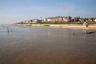 View from the pier of the historic seaside resort town of Southwold, Suffolk, England, United