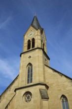 Castle church from 1854, architecture, sacred building, church, church tower, clock, Hochberg