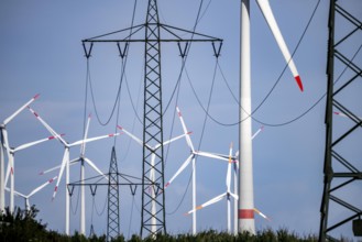 Wind farm near Bad Wünnenberg, North Rhine-Westphalia, Germany, Europe