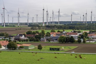 Wind farm, at the village of Elisenhof, belongs to Bad Wünnenberg, Paderborn district, OWL, North