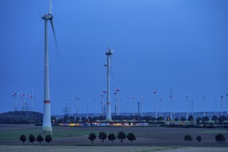 Wind farm, south of the village of Helmern, part of Bad Wünnenberg, Paderborn district, A44