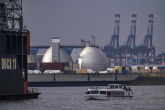 Hamburg harbour, Elbe, shipping traffic, excursion boat, harbour tour, launch, Hamburg municipal