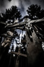 Grave cross in Wald, Kempten, Oberallgäu, Bavaria, Germany, Europe