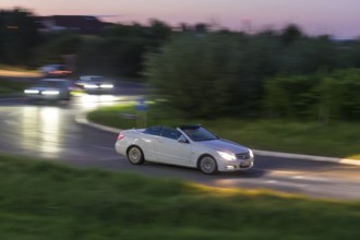 Car in evening traffic, Mercedes, convertible, Baden-Württemberg, Germany, Europe