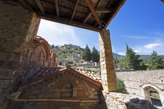 Byzantine ruined city of Mystras or Mistra on the Taygetos Mountains, UNESCO World Heritage Site,