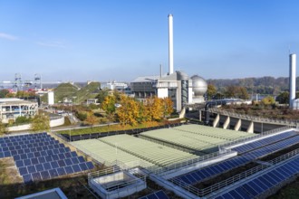 Municipal sewage treatment plant on Salierweg in the north of Bonn, directly on the Rhine, treats