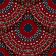 Seamless Latvian embroidery circular pattern, vector template for your design