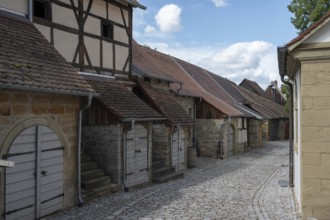 Wine cellar from the 15th century, in the historic fortified church, Hüttenheim, Lower Franconia,