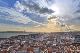 Scenic panoramic views of Lisbon from Saint George Castle (Sao Jorge) lookout