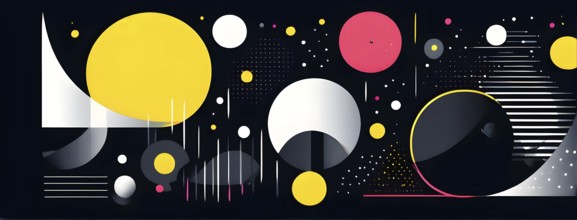 Abstract minimalist illustration theme in vibrant neon color accents symbolizing fun and ease, AI