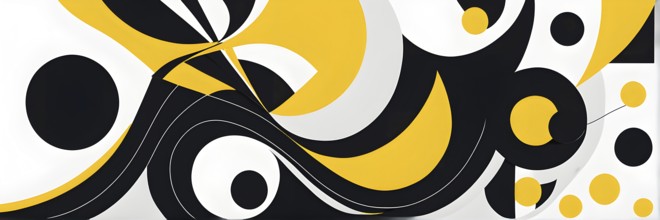 Abstract geometric shapes in yellow color accent to evoke feelings of fun and ease, AI generated