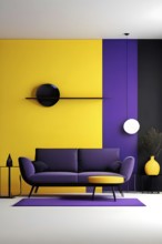 Minimalist illustration featuring abstract shapes in purple and yellow color accent symbolizing fun