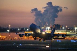 Boeing 747-400, cargo version, of the Moldovan charter airline Terra Avia, takes off at