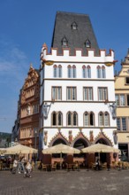 Houses, skyline on the main market square in the city centre of Trier, Rhineland-Palatinate,