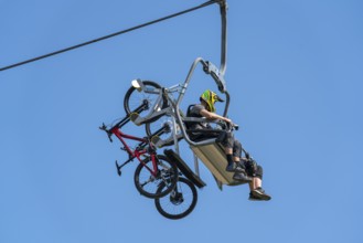 Bike lift in the Bikepark Winterberg, on the Kappe mountain, 11 mountain bike downhill routes, in