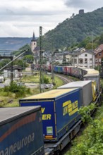 Upper Middle Rhine Valley, railway line on the right bank of the Rhine, goods train line, up to 400