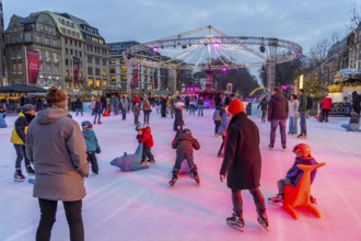 Ice rink Kö on Ice, at the northern end of Königsallee, Christmas market, t in Düsseldorf, North