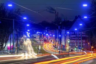 The Blue Ribbon, a light installation along Kurt-Schumacher-Straße, in Gelsenkirchen Schalke, 2.7