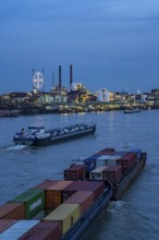 Backdrop of Chempark Leverkusen, Bayer Leverkusen, chemical park, chemical plant, river Rhine,