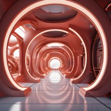 3d rendering of architecture visualization of a futuristic passageway, AI generated