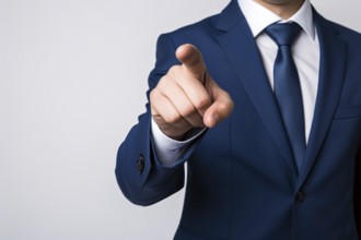 Man in business suit pointing finger at camera. KI generiert, generiert AI generated