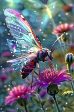 AI generated digital rendering revealing a digitally crafted garden with flowers and insects