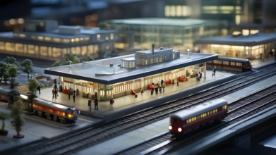 Scale model of a railway station, AI generated