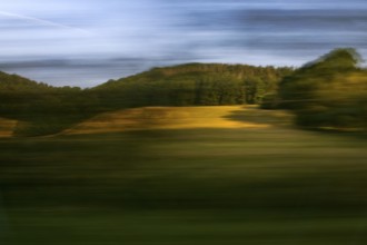 Long exposure from a moving train, Hannoversch Münden, Lower Saxony, Germany, Europe